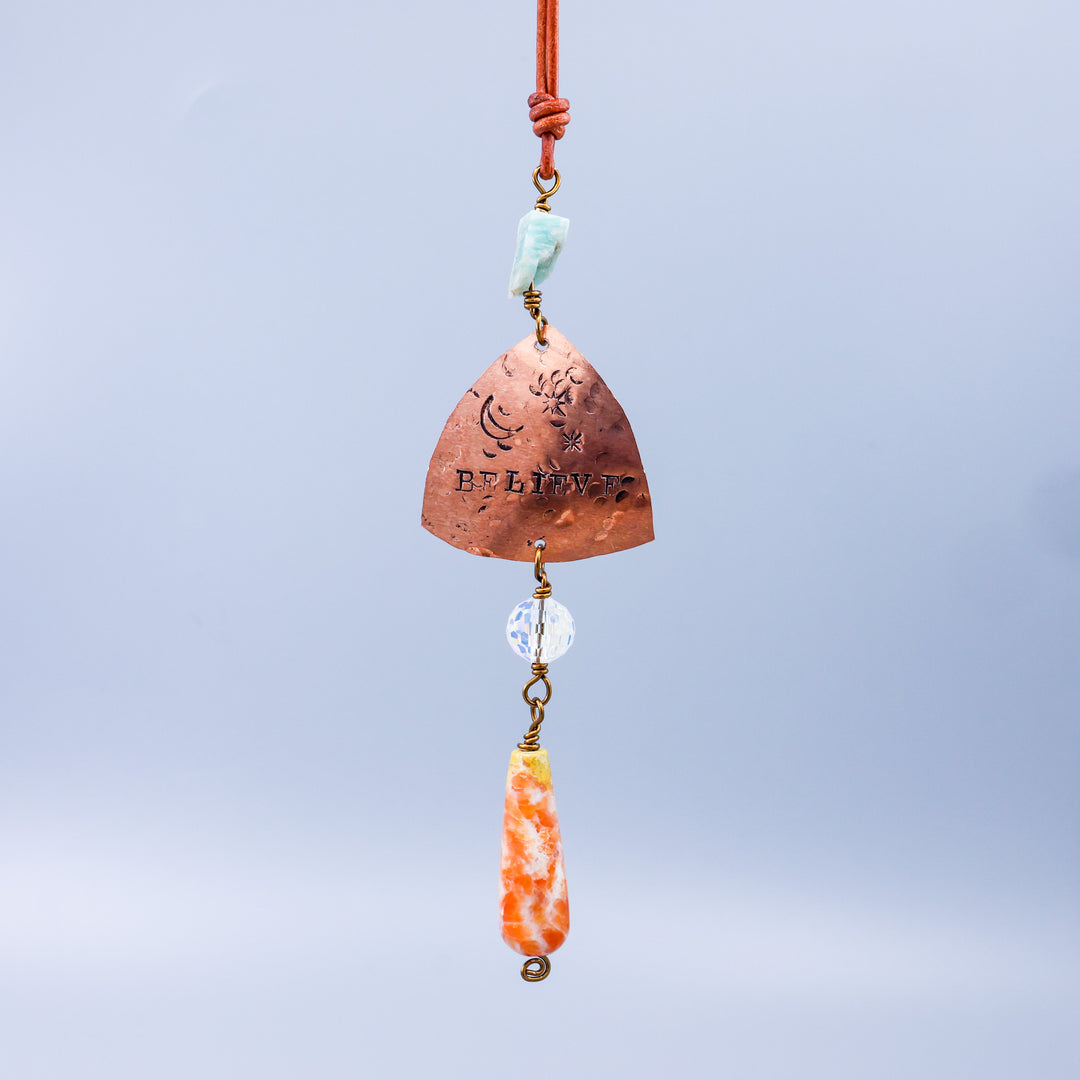 Believe Suncatcher, Copper, Sunstone, Amazonite
