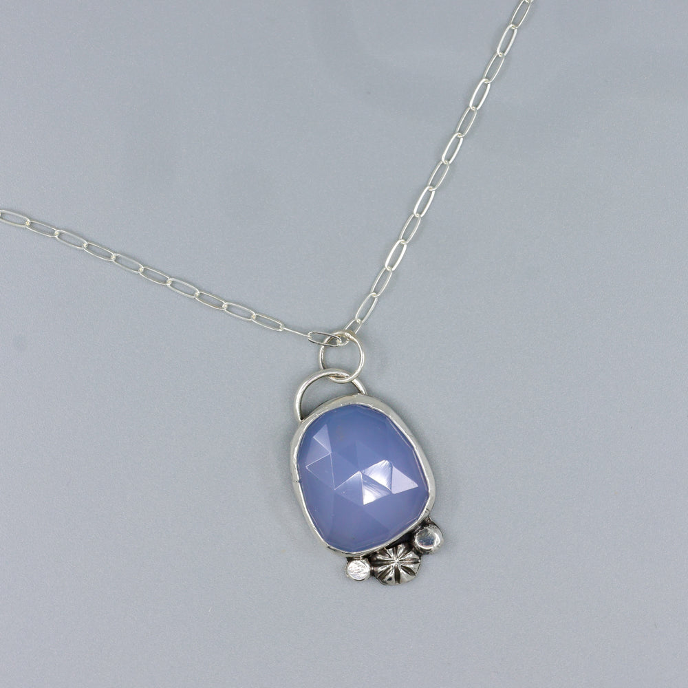 one of a kind blue chalcedony and sterling silver necklace