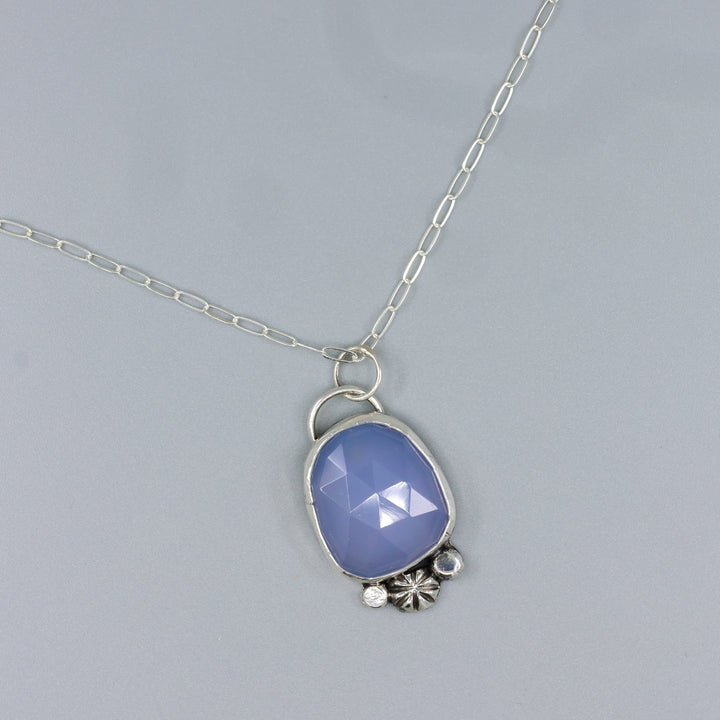 one of a kind blue chalcedony and sterling silver necklace