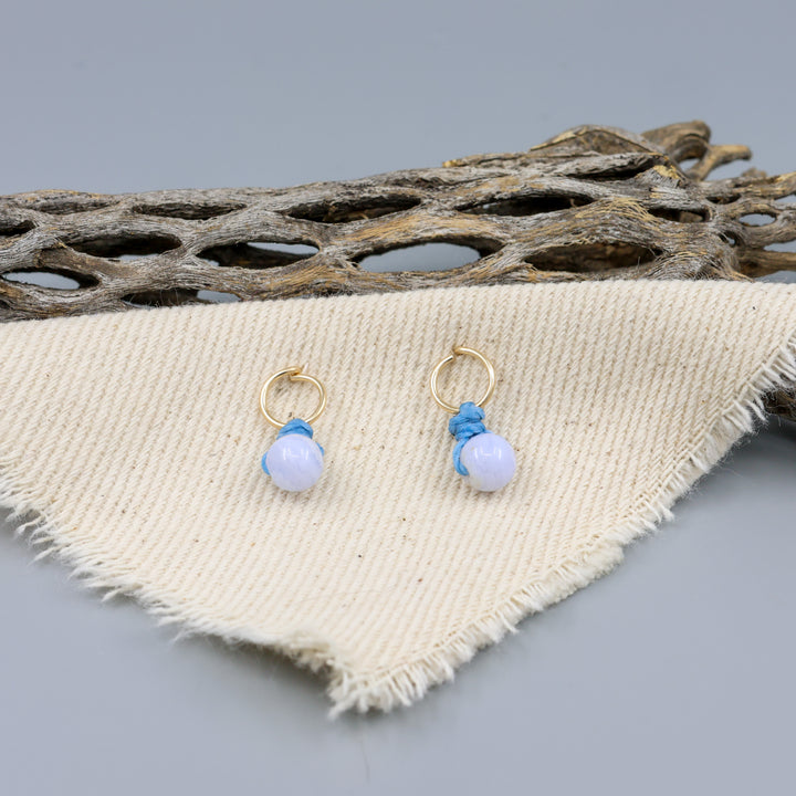 blue lace agate mini dangle earrings gild fill handmade