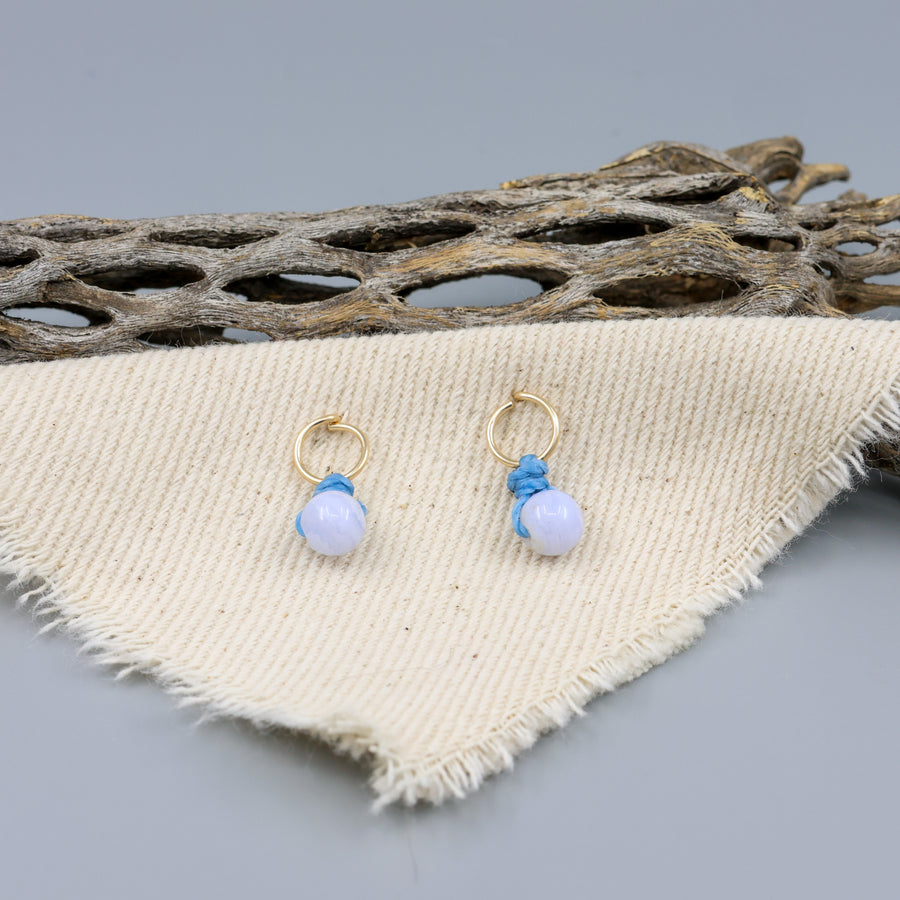 blue lace agate mini dangle earrings gild fill handmade