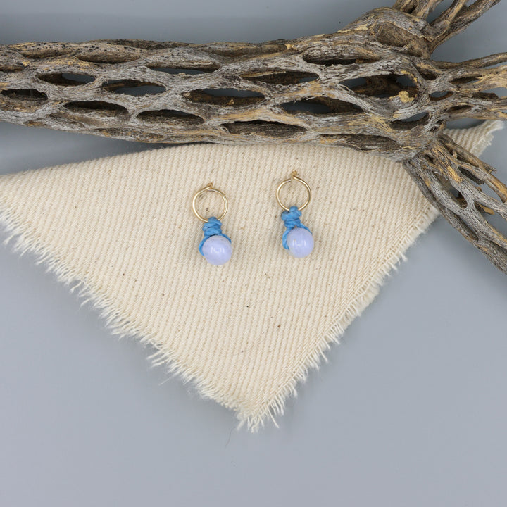Blue Lace Agate Mini Dangle Earrings - Gold Fill