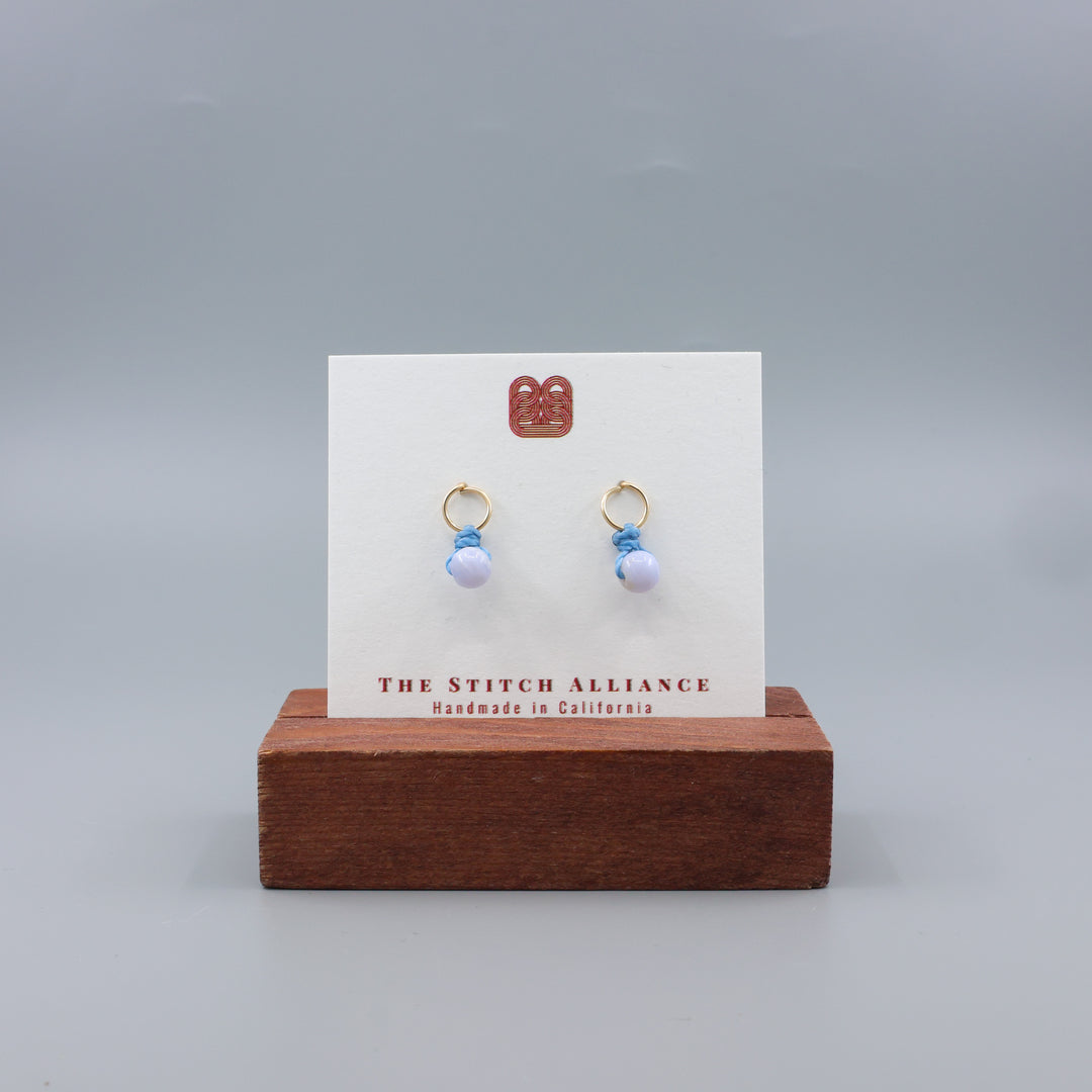 Blue Lace Agate Mini Dangle Earrings - Gold Fill