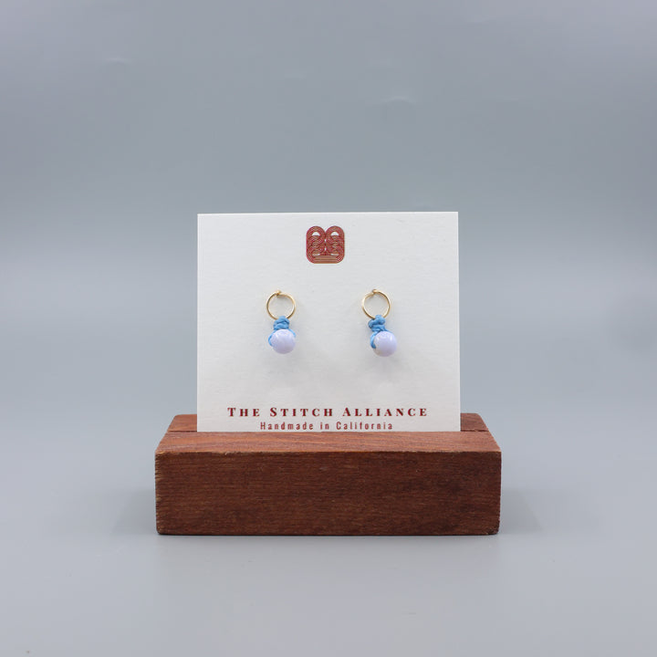 Blue Lace Agate Mini Dangle Earrings - Gold Fill