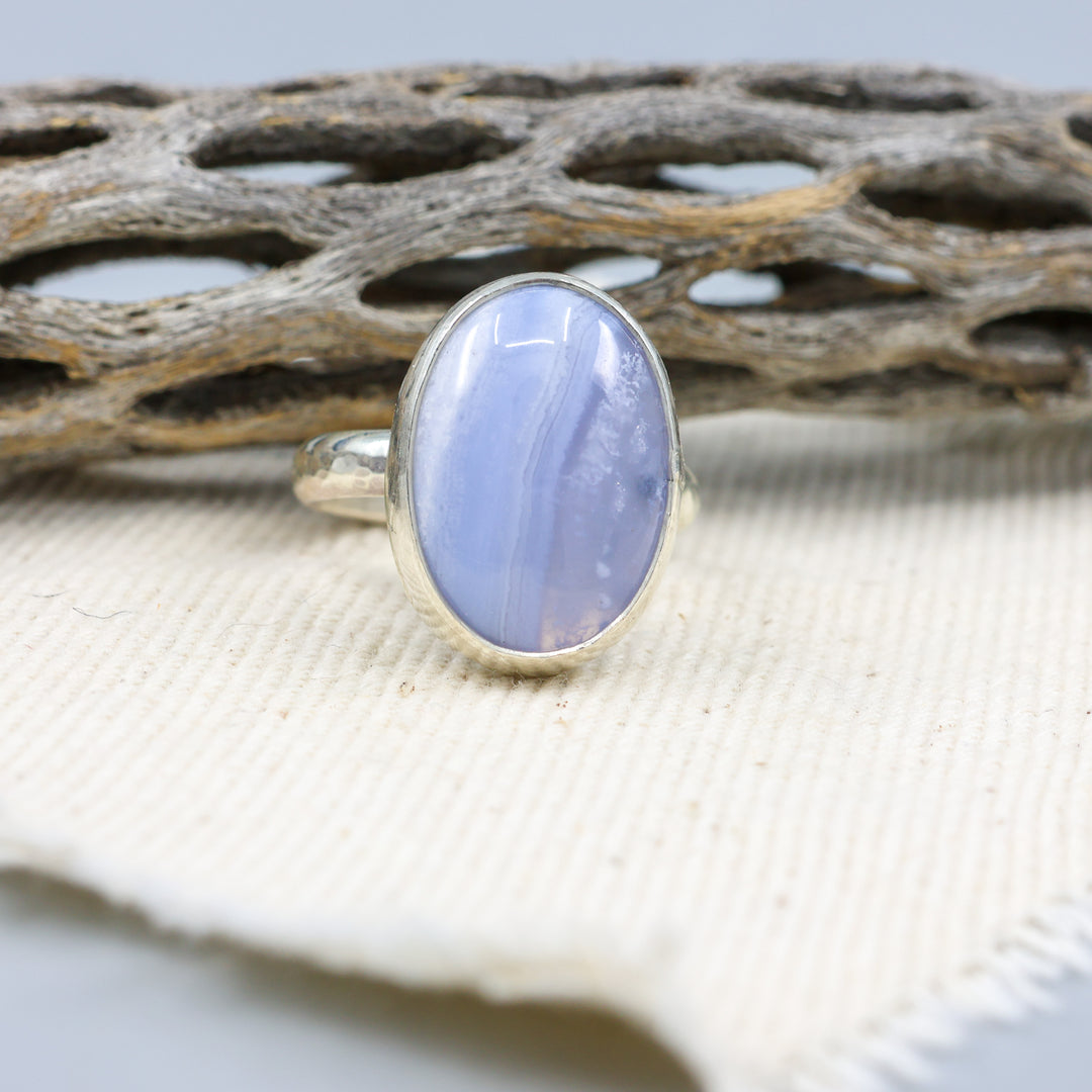 Blue Lace Agate Sterling Silver Ring 119 One of a Kind - Size 7