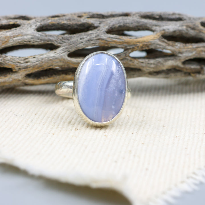 Blue Lace Agate Sterling Silver Ring 119 One of a Kind - Size 7