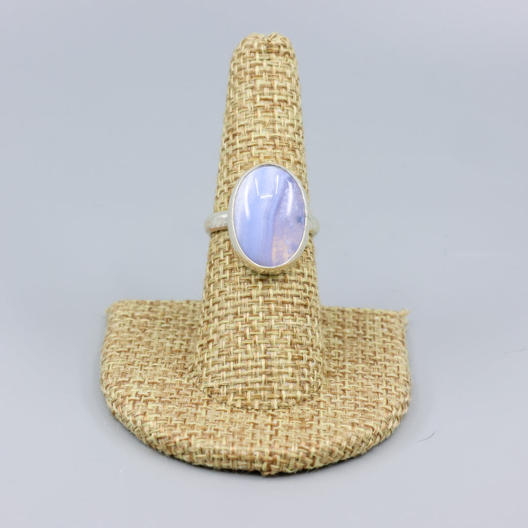 blue lace agate sterling silver ring size 7 handmade