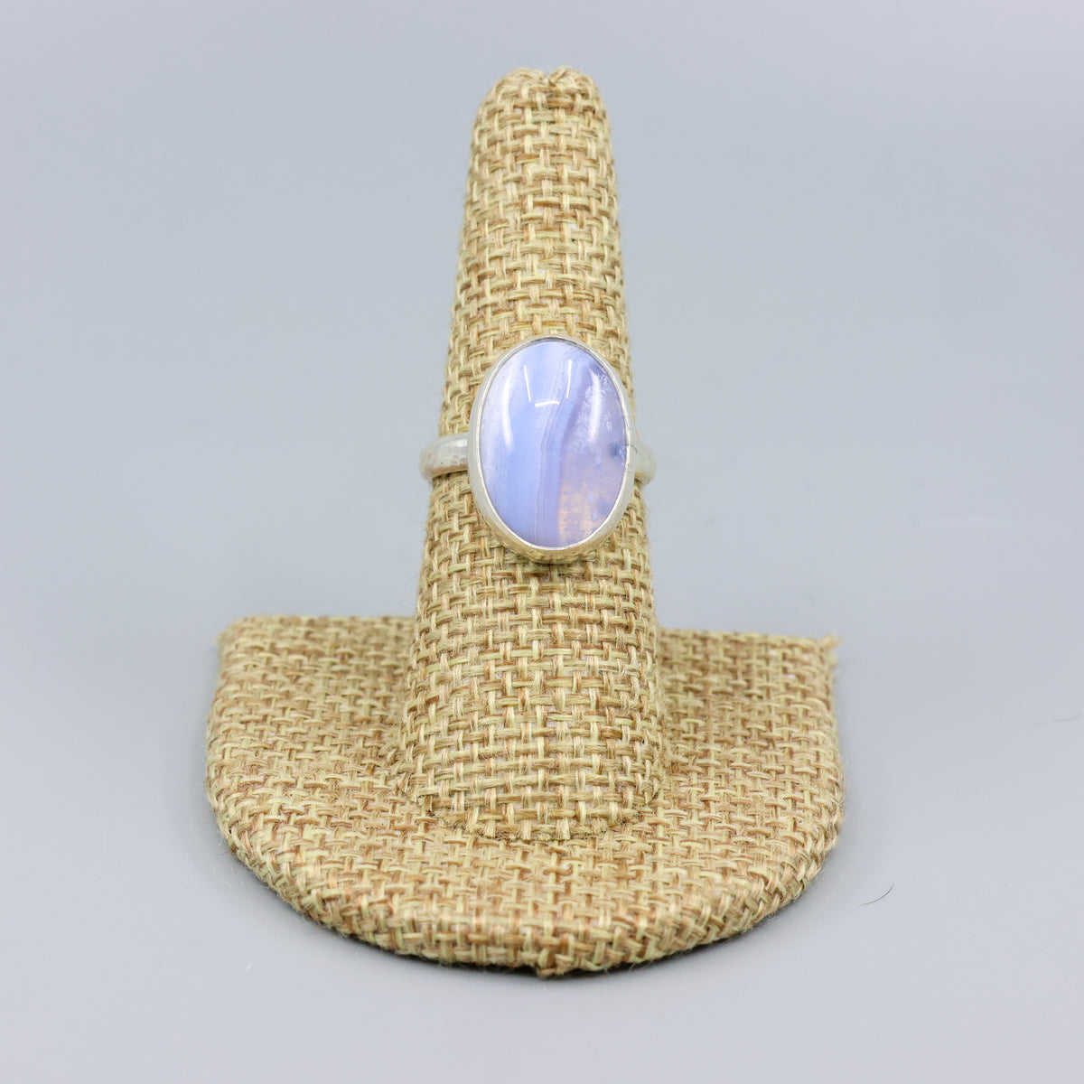 blue lace agate sterling silver ring size 7 handmade