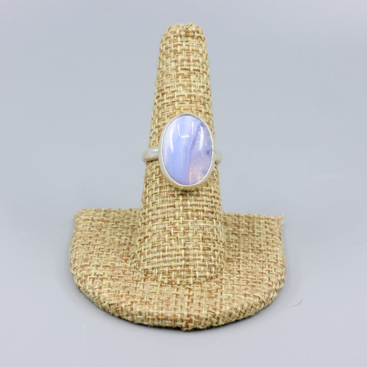 blue lace agate sterling silver ring size 7 handmade