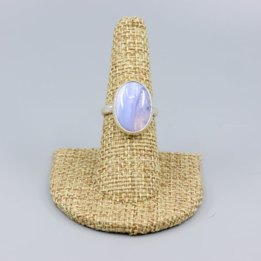 blue lace agate sterling silver ring size 7 handmade