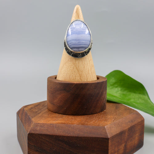 handmade blue lace agate sterling silver ring