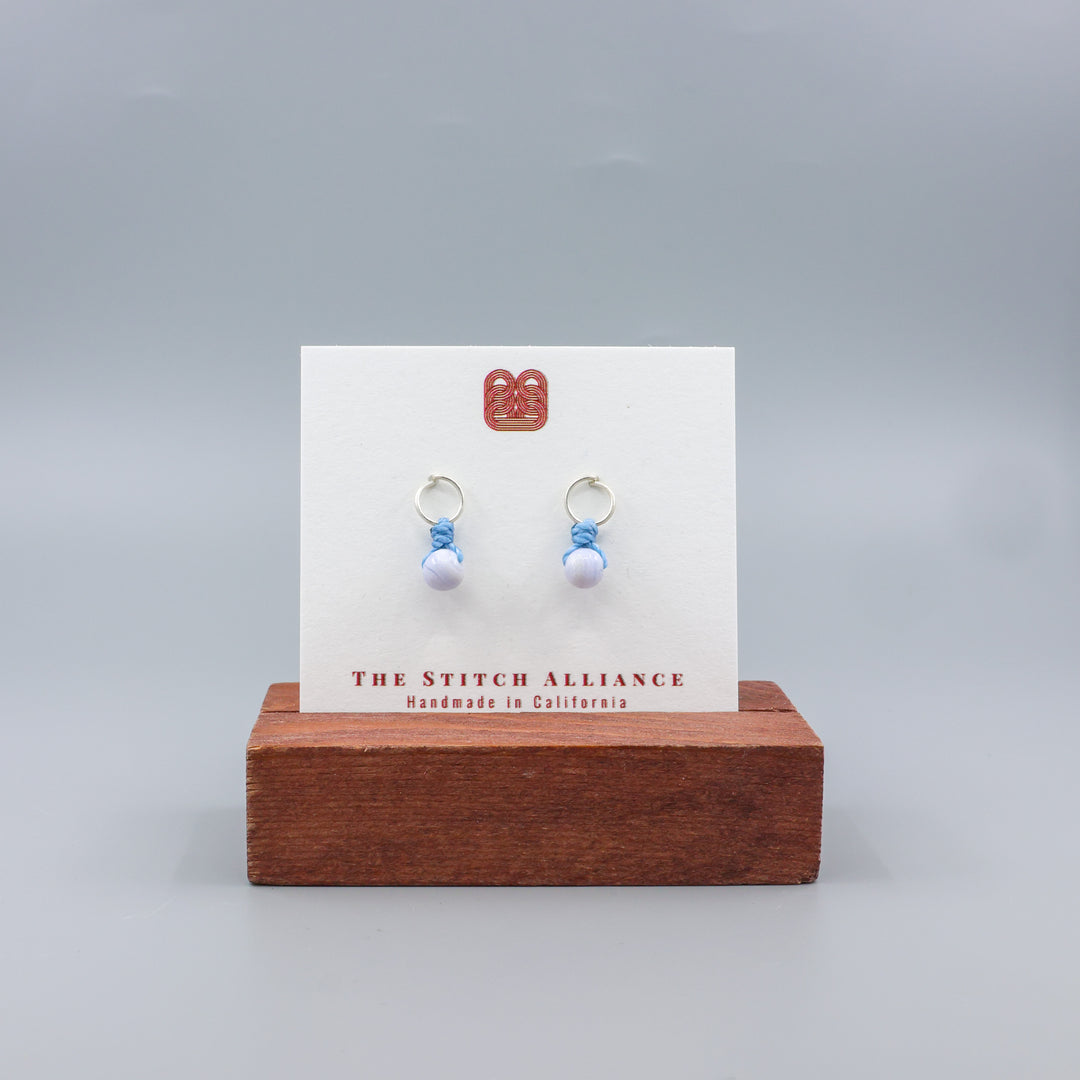 Blue Lace Agate Mini Dangle Earrings - Sterling Silver