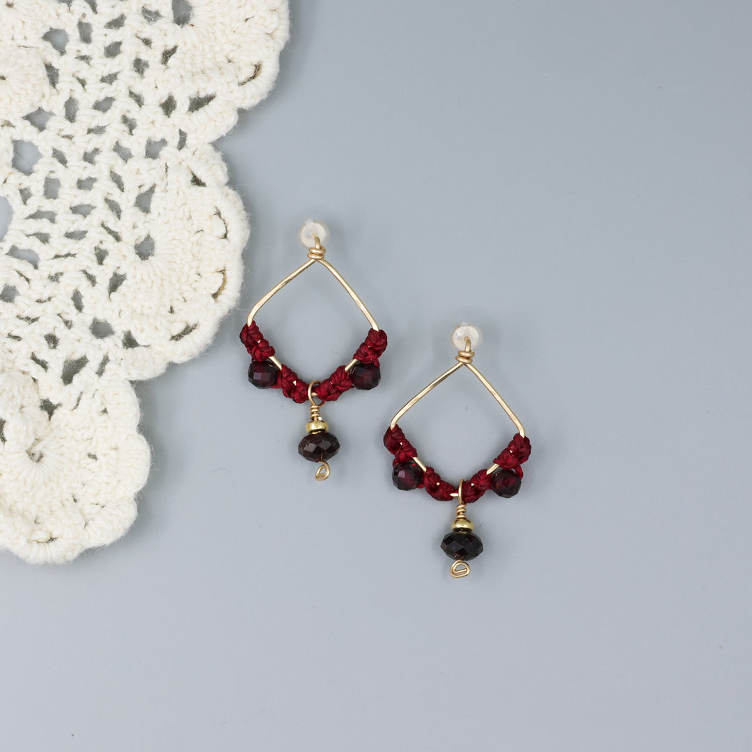 Garnet Boho Drop Earrings / 14k Gold Fill