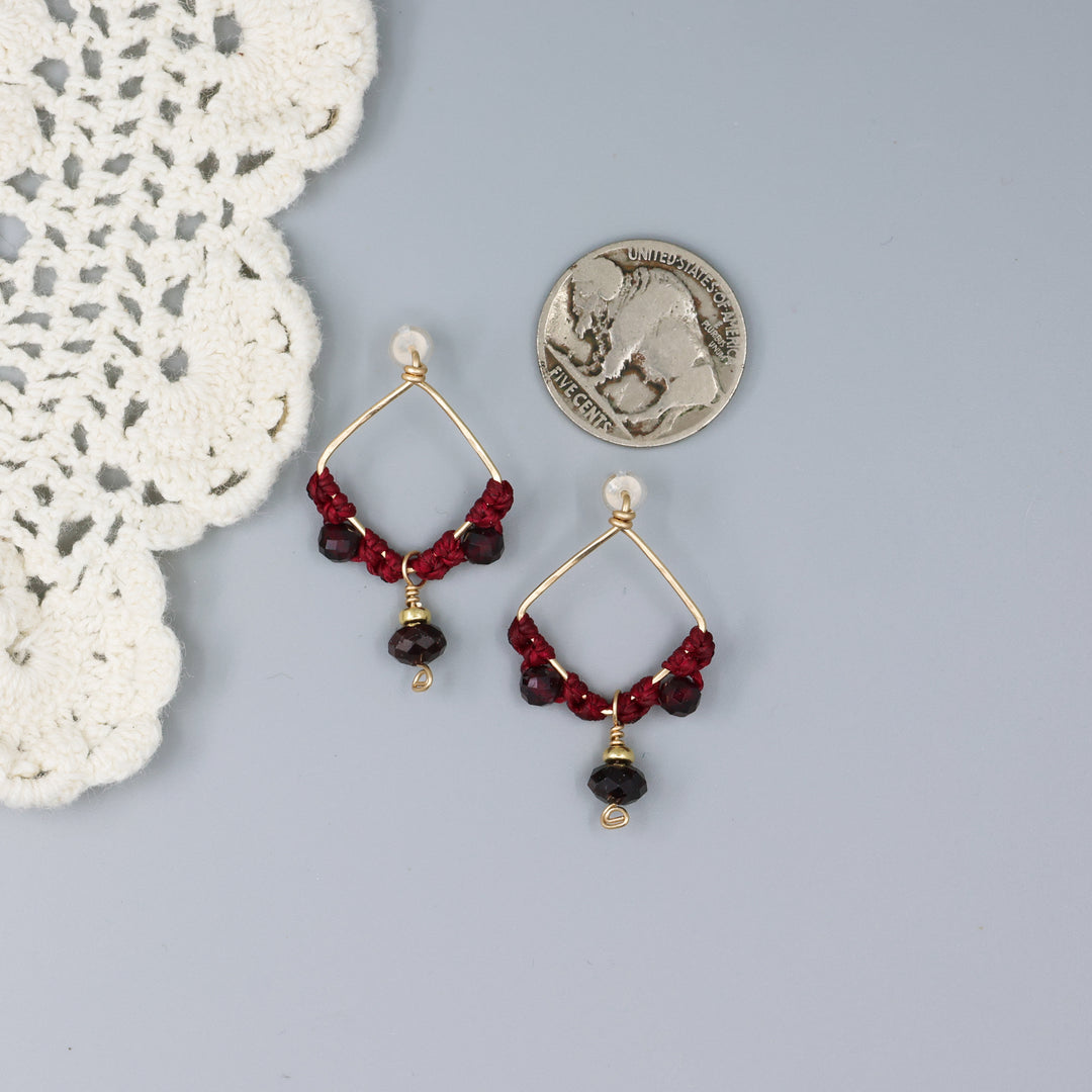 Garnet Boho Drop Earrings / 14k Gold Fill