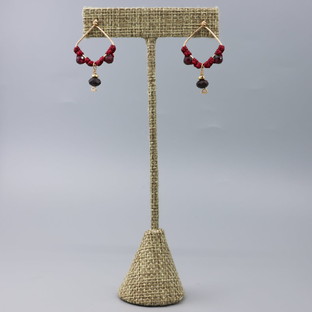 Garnet Boho Drop Earrings / 14k Gold Fill