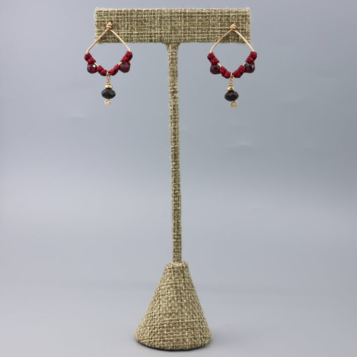 Garnet Boho Drop Earrings / 14k Gold Fill