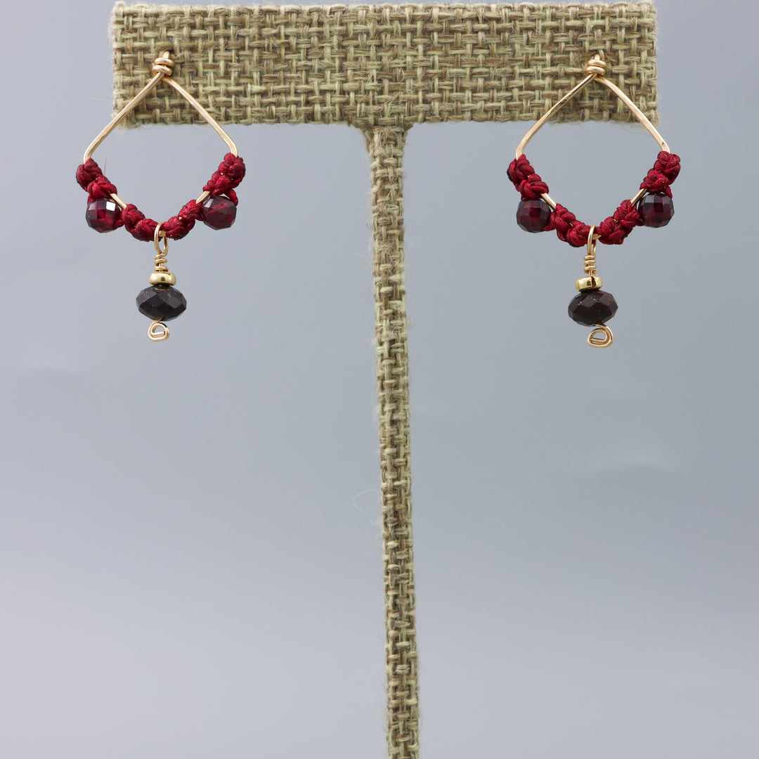 Garnet Boho Drop Earrings / 14k Gold Fill