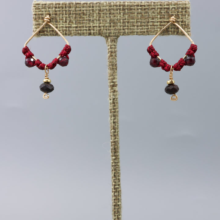 Garnet Boho Drop Earrings / 14k Gold Fill