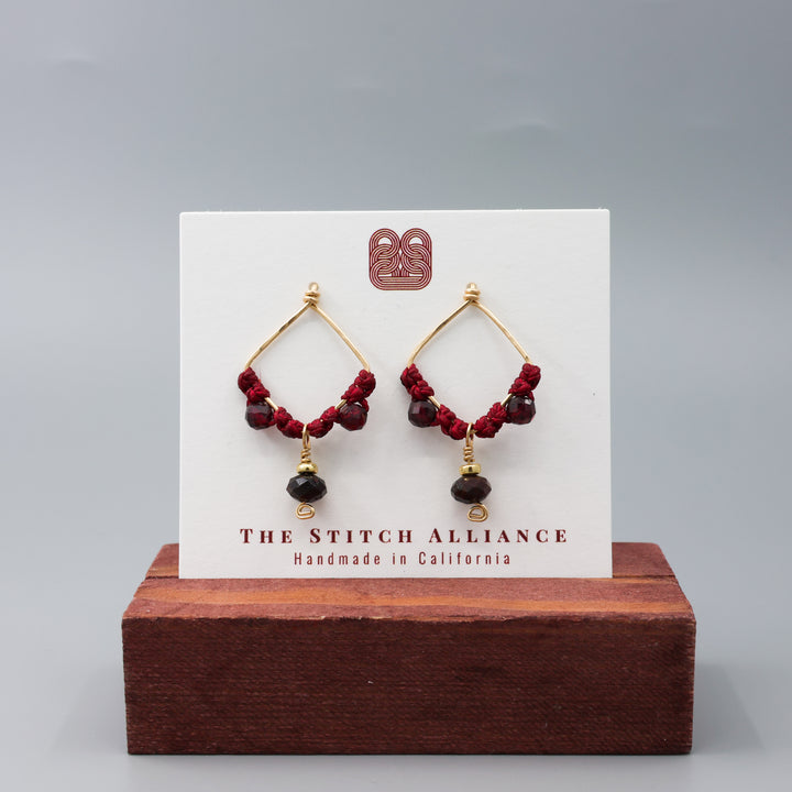 Garnet Boho Drop Earrings / 14k Gold Fill