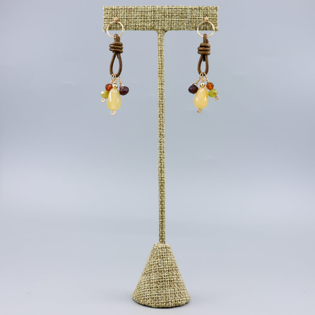 Charm Earrings, Aventurine & Garnet - Gold Fill