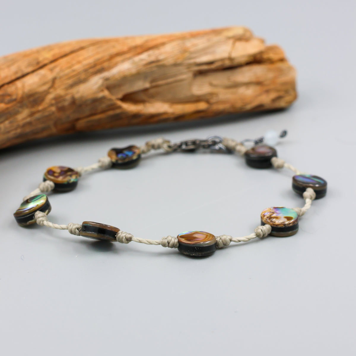 handmade abalone bracelet with sterling silver clasp
