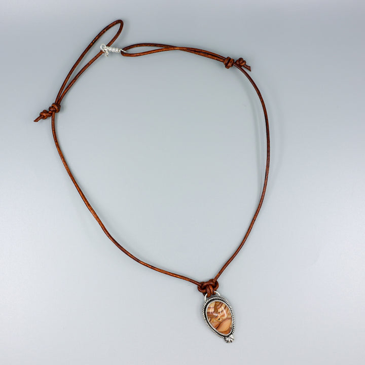 Rolling Hills Dolomite Sterling Silver, Leather One of a Kind Necklace 179