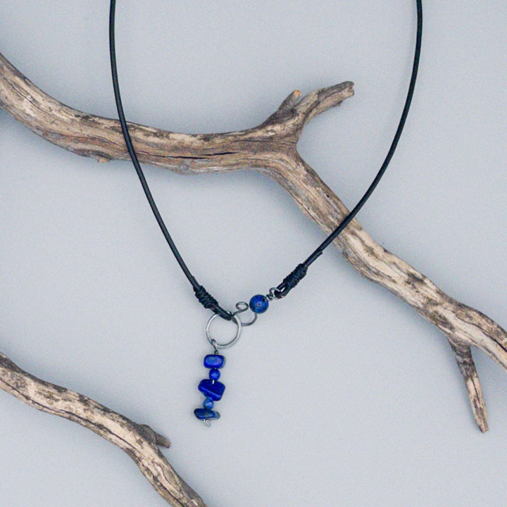 Lapis Lazuli Choker / Sterling Silver / Leather