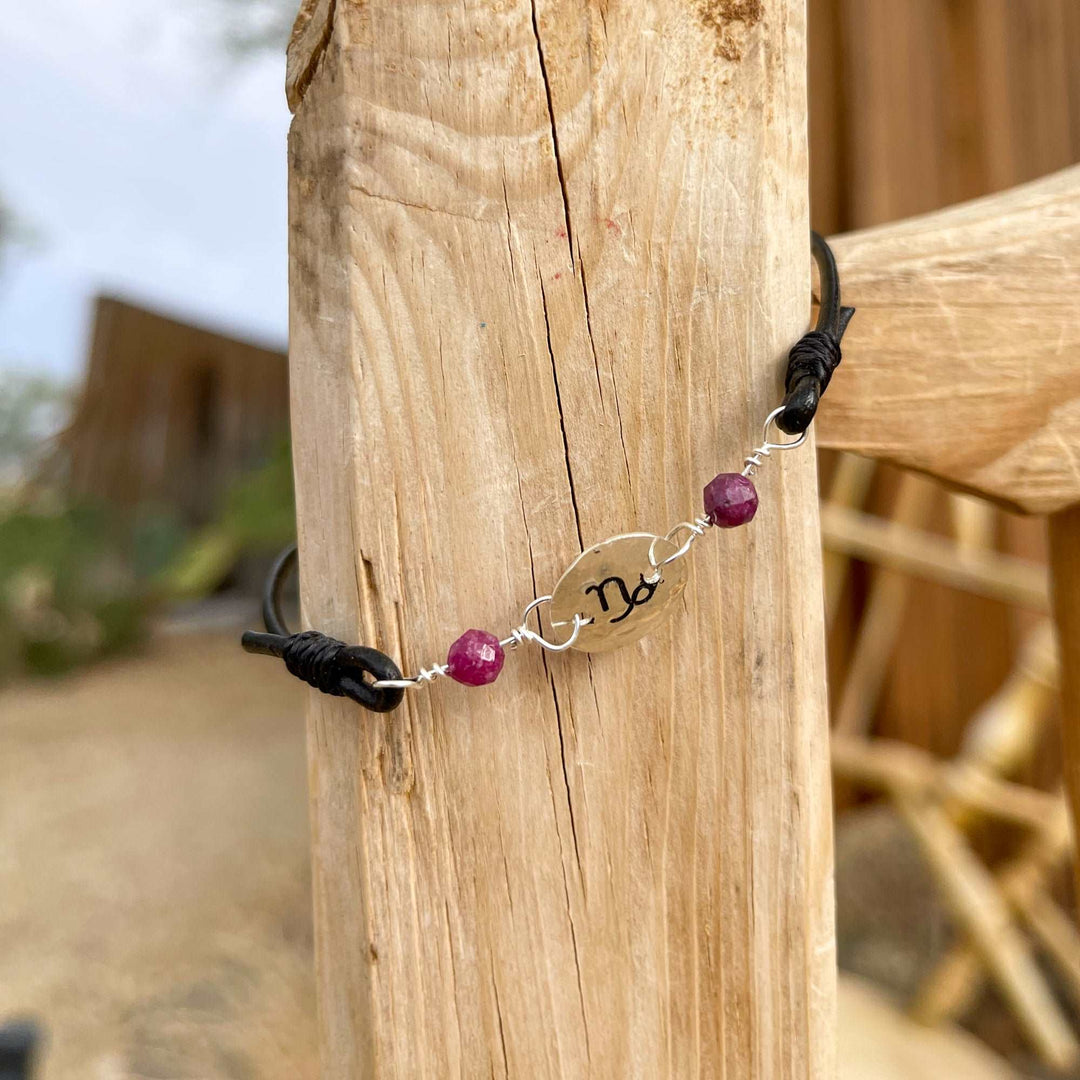 capricorn bracelet sterling silver ruby beads