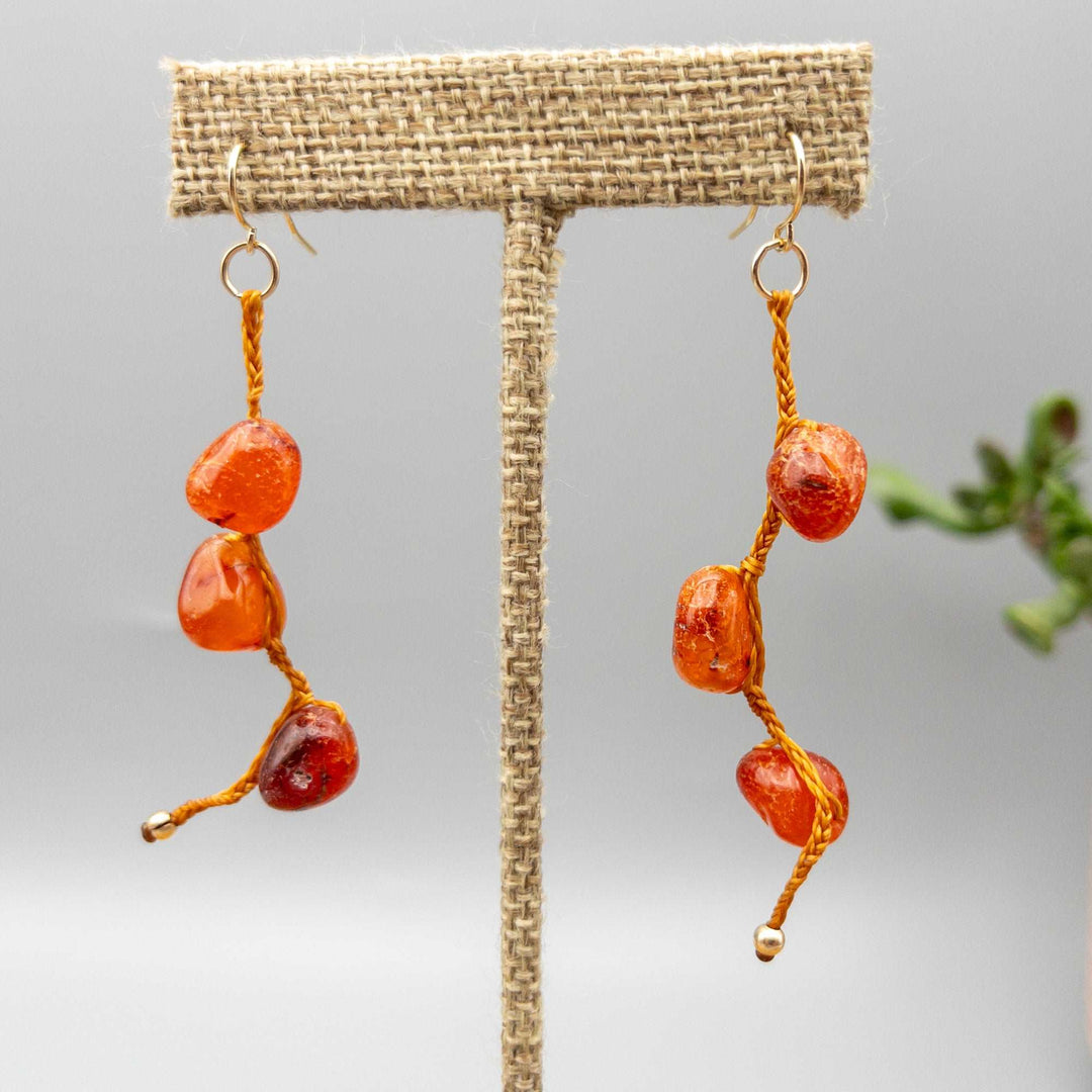 carnelian earrings with 14k gold fill ear wires