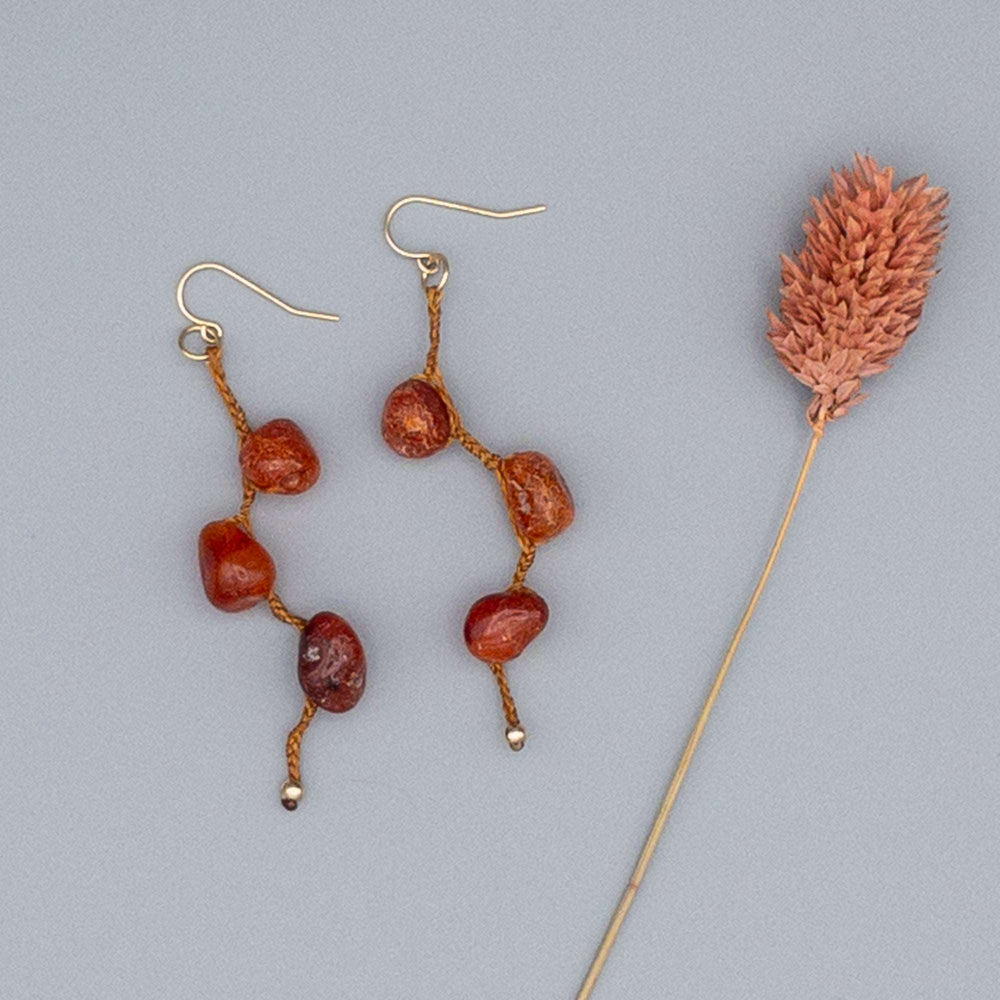 carnelian bead earrings with 14k gold fill ear wires