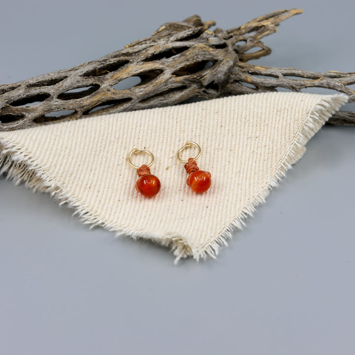 carneleian mini dangle earrings gold fill handmade