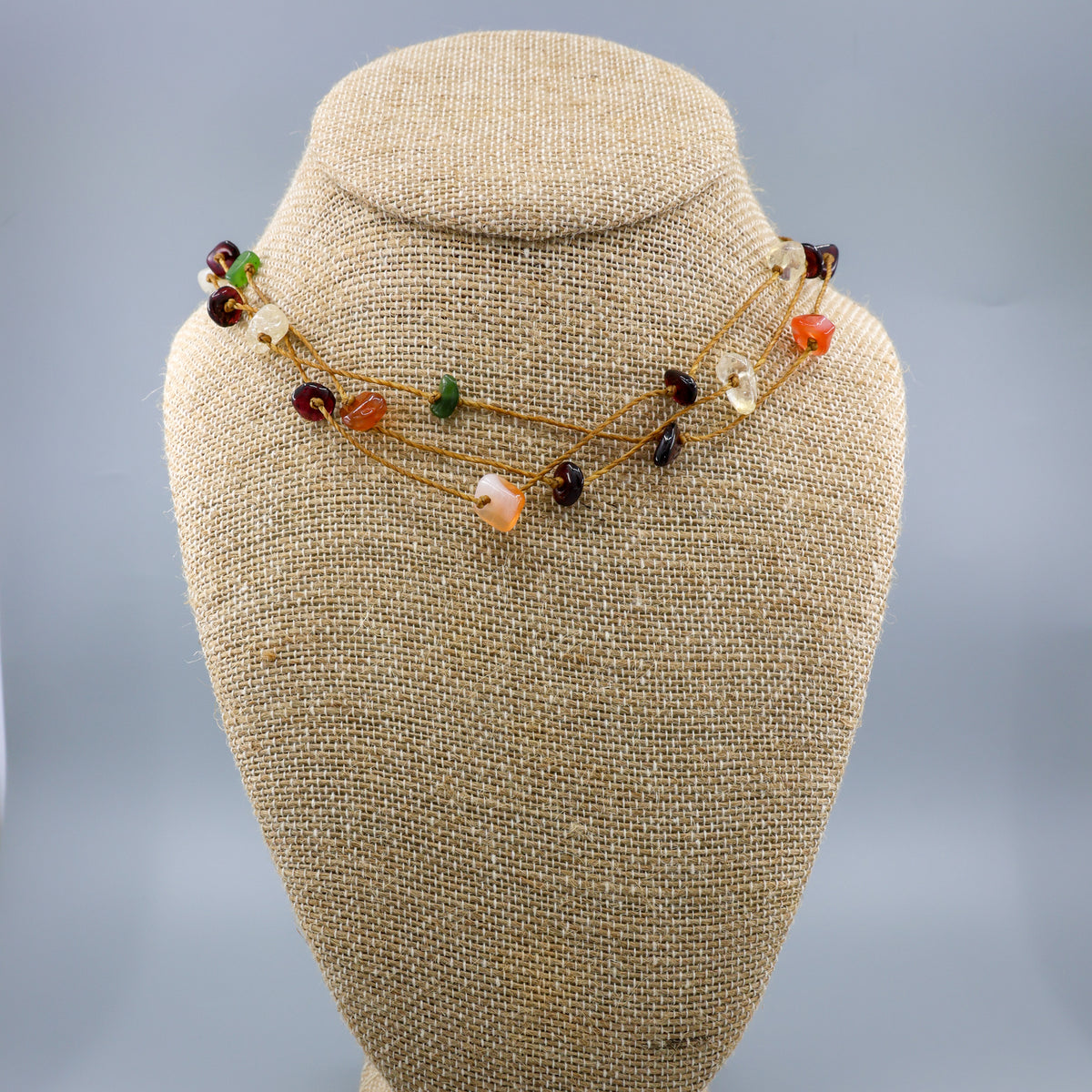 gemstone cord necklace