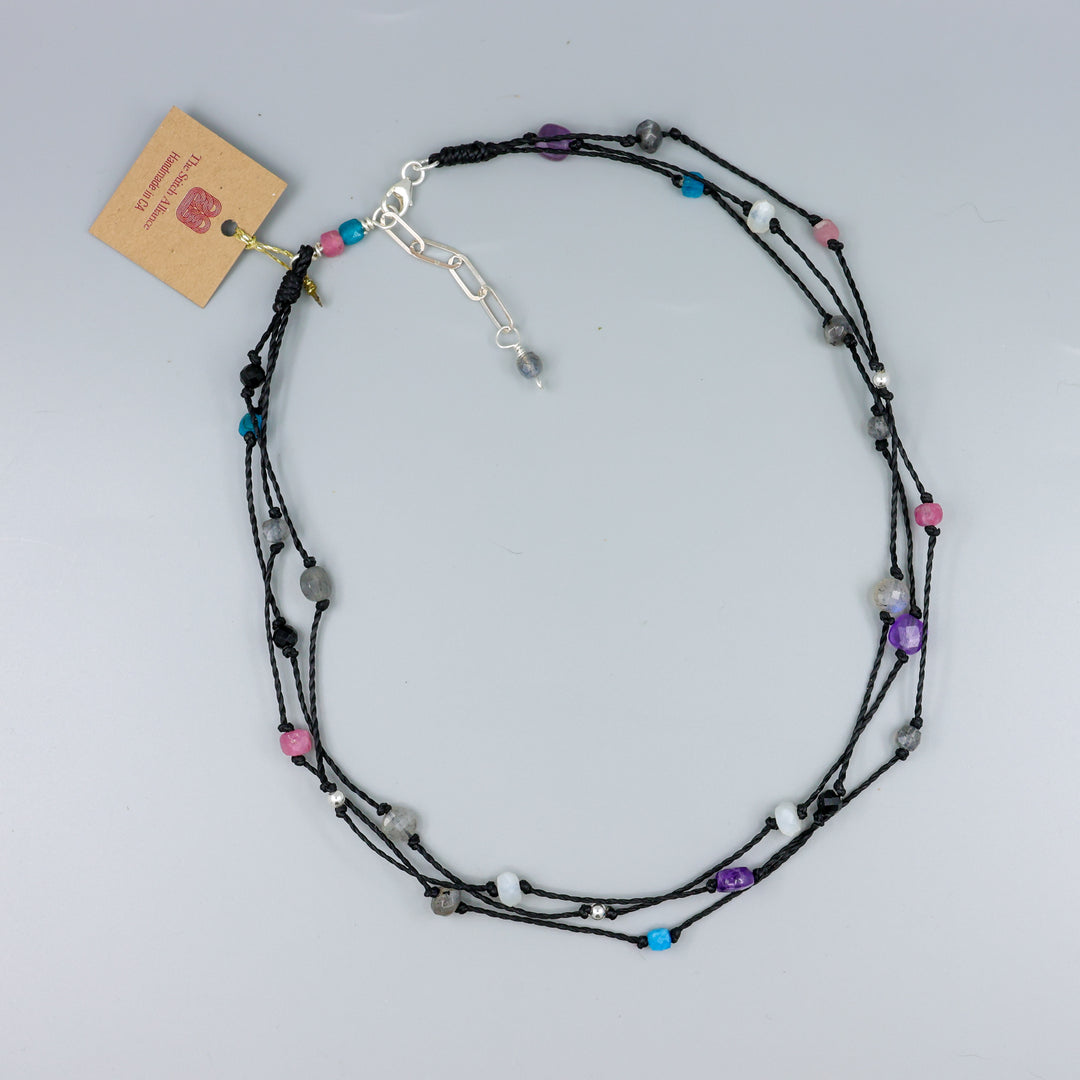 Ciela Gemstone Cluster Necklace, Night Sky