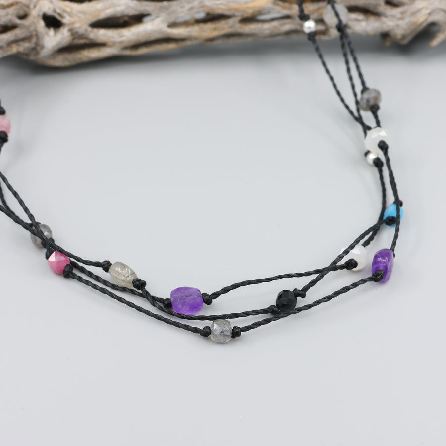 handmade gemstone cord necklace