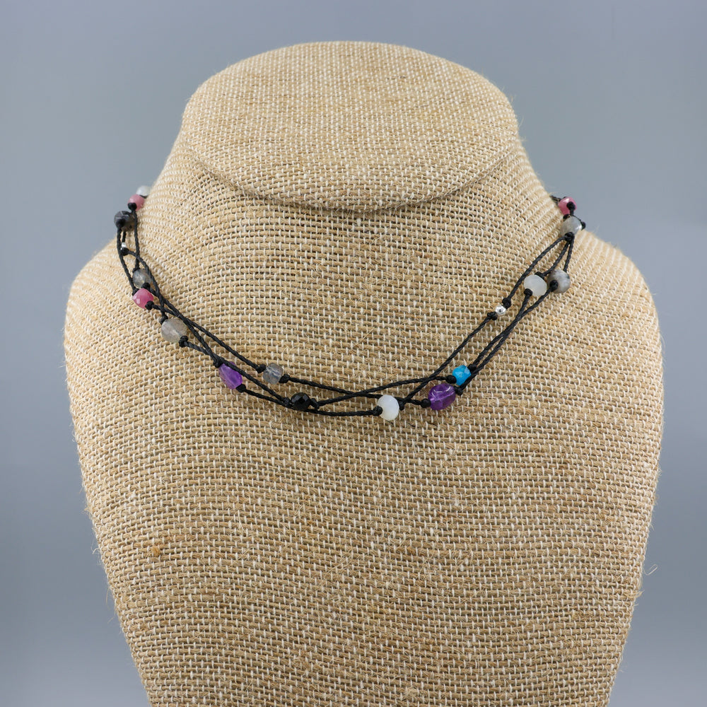 gemstone cord necklace
