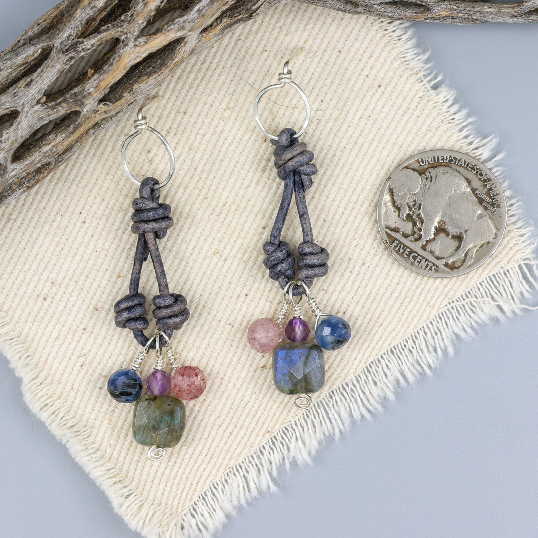 Charm Earrings, Labradorite - Sterling Silver