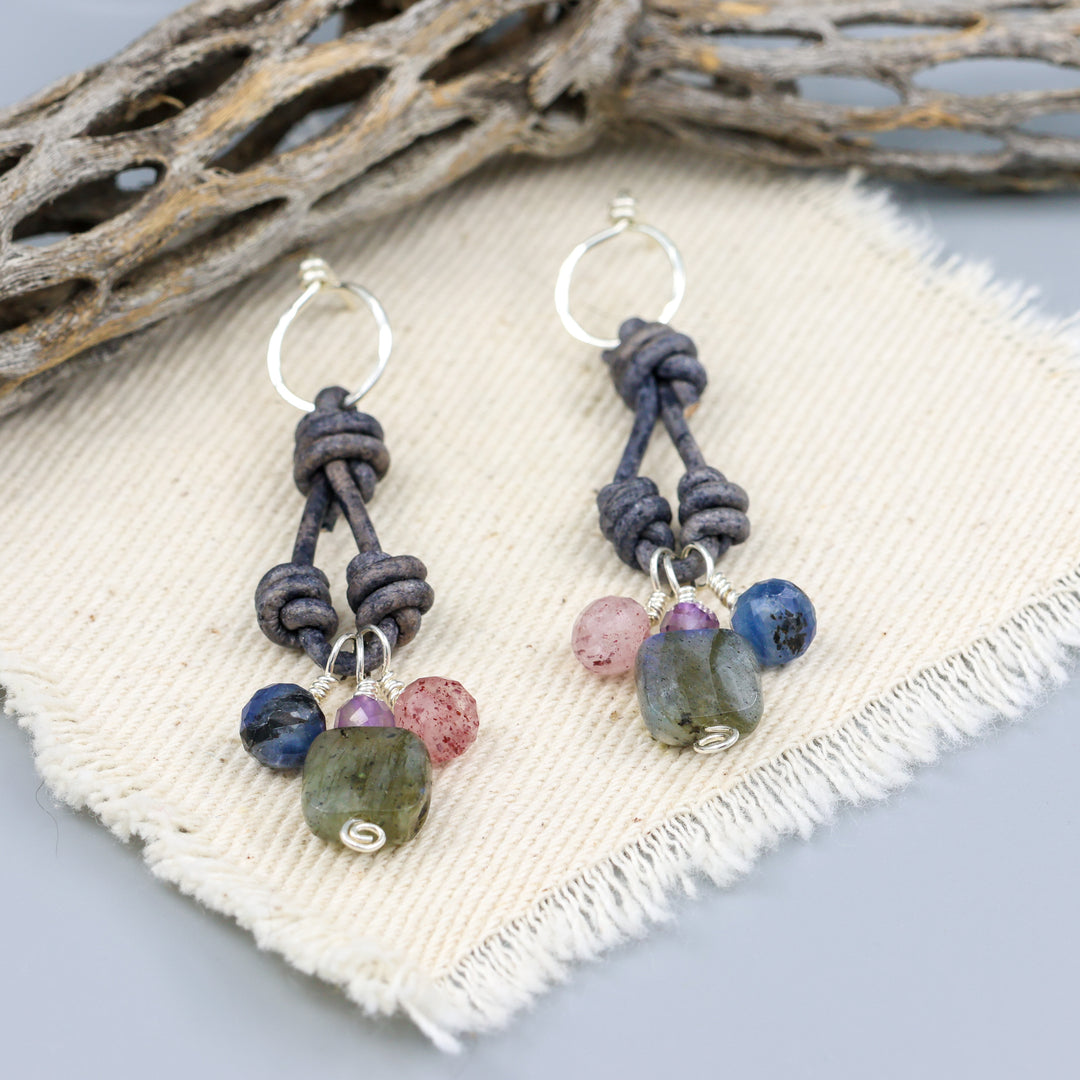 Charm Earrings, Labradorite - Sterling Silver