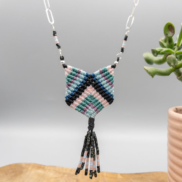 Chevron Tassel Necklace / Night Sky