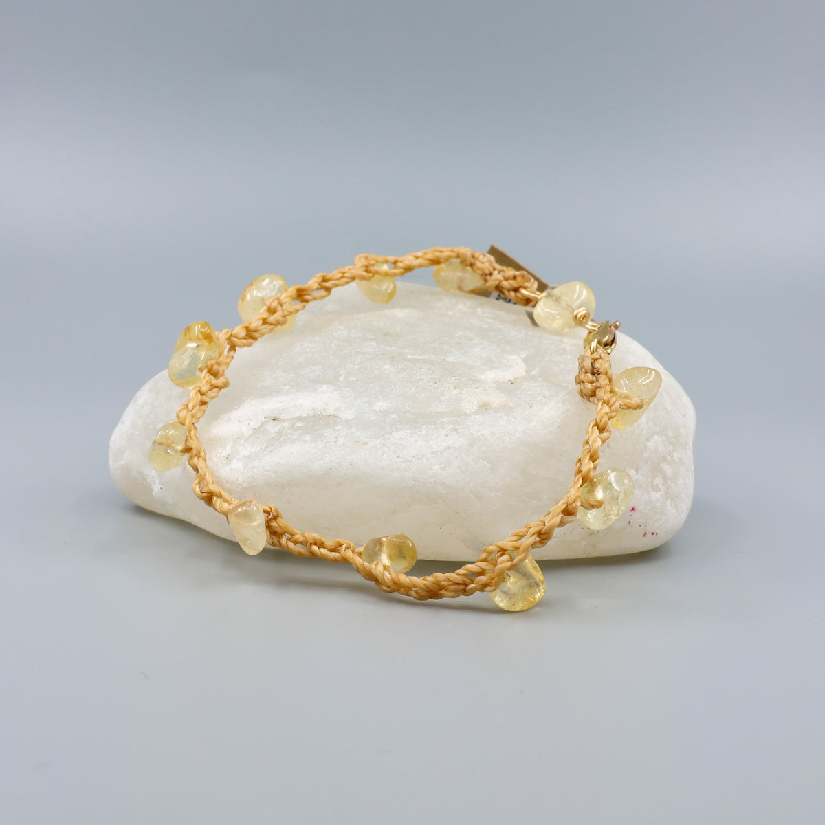 citrine beads crochet bracelet with 14k gold fill clasp