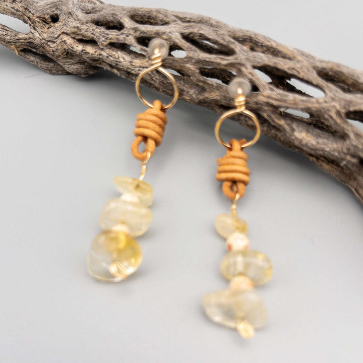 citrine gold filled drop earrings