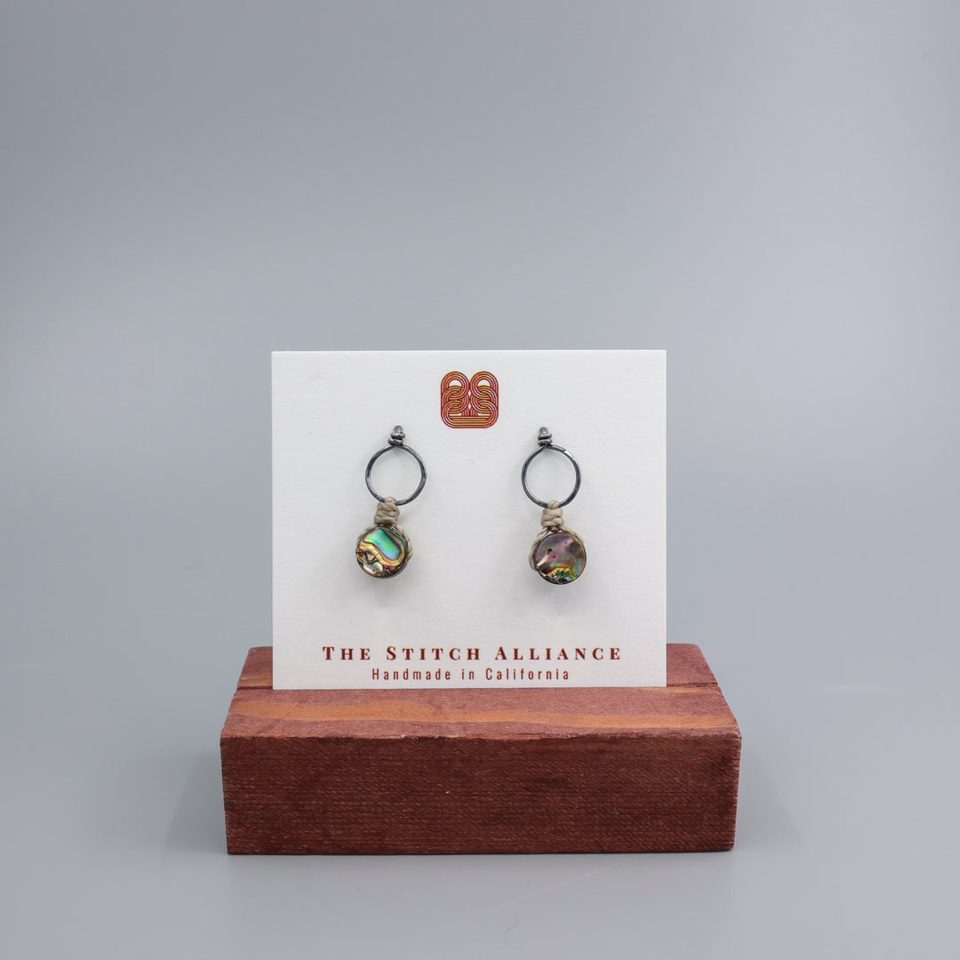 Abalone Drop Earrings / Oxidized Sterling