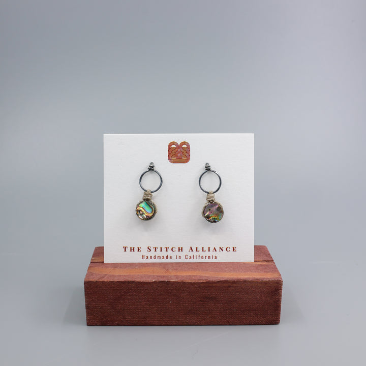 Abalone Drop Earrings / Oxidized Sterling