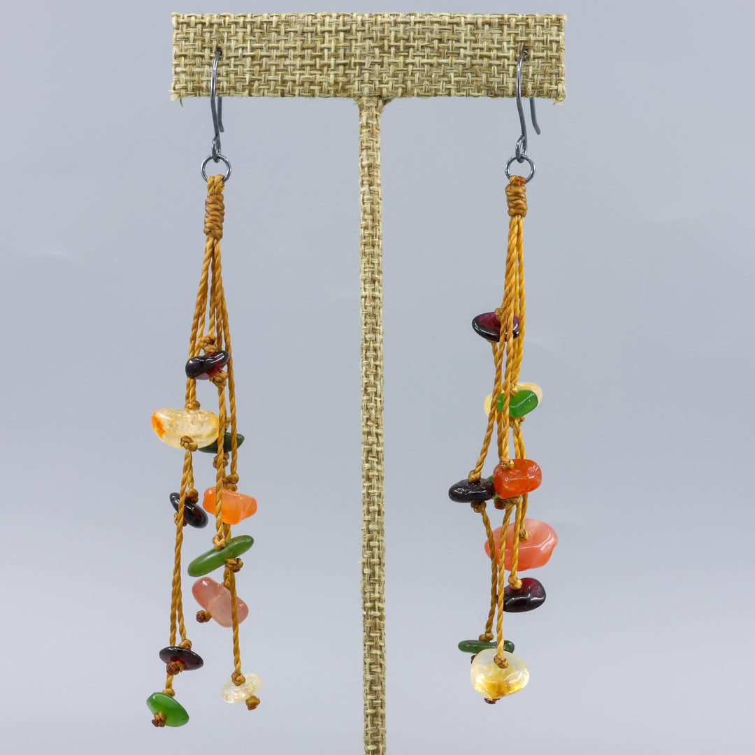 Ciela Gemstone Cluster Dangle Earrings, Autumn - Oxidized Sterling