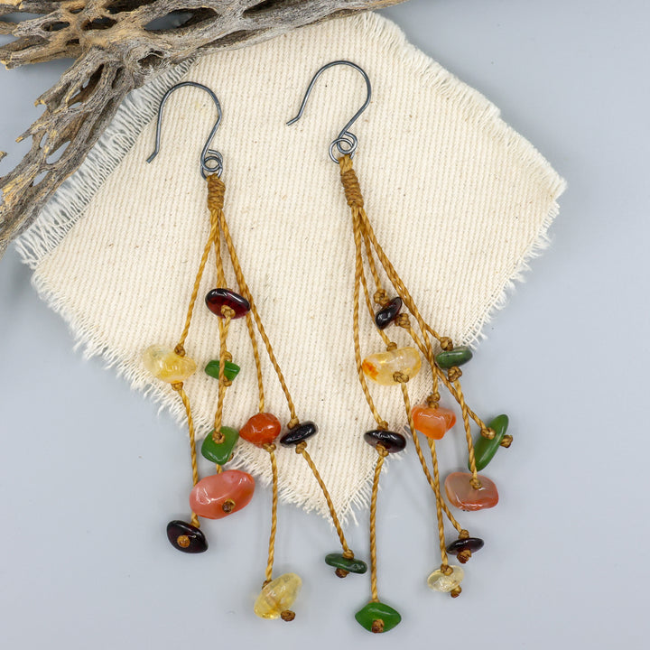 Ciela handmade gemstone dangle earrings with oxidized sterling silver ear wires