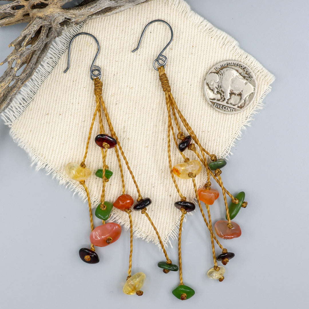 Ciela Gemstone Cluster Dangle Earrings, Autumn - Oxidized Sterling