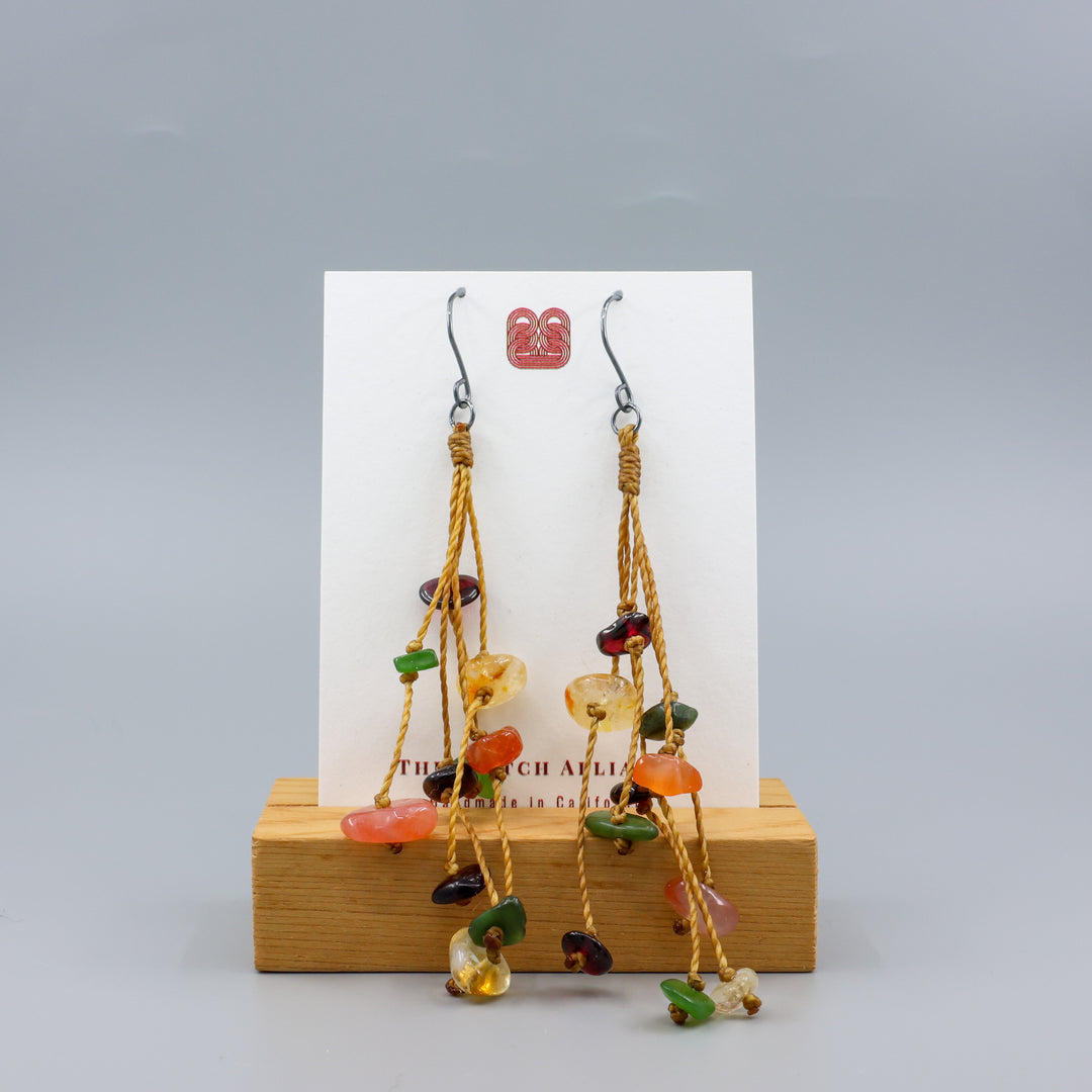 Ciela Gemstone Cluster Dangle Earrings, Autumn - Oxidized Sterling