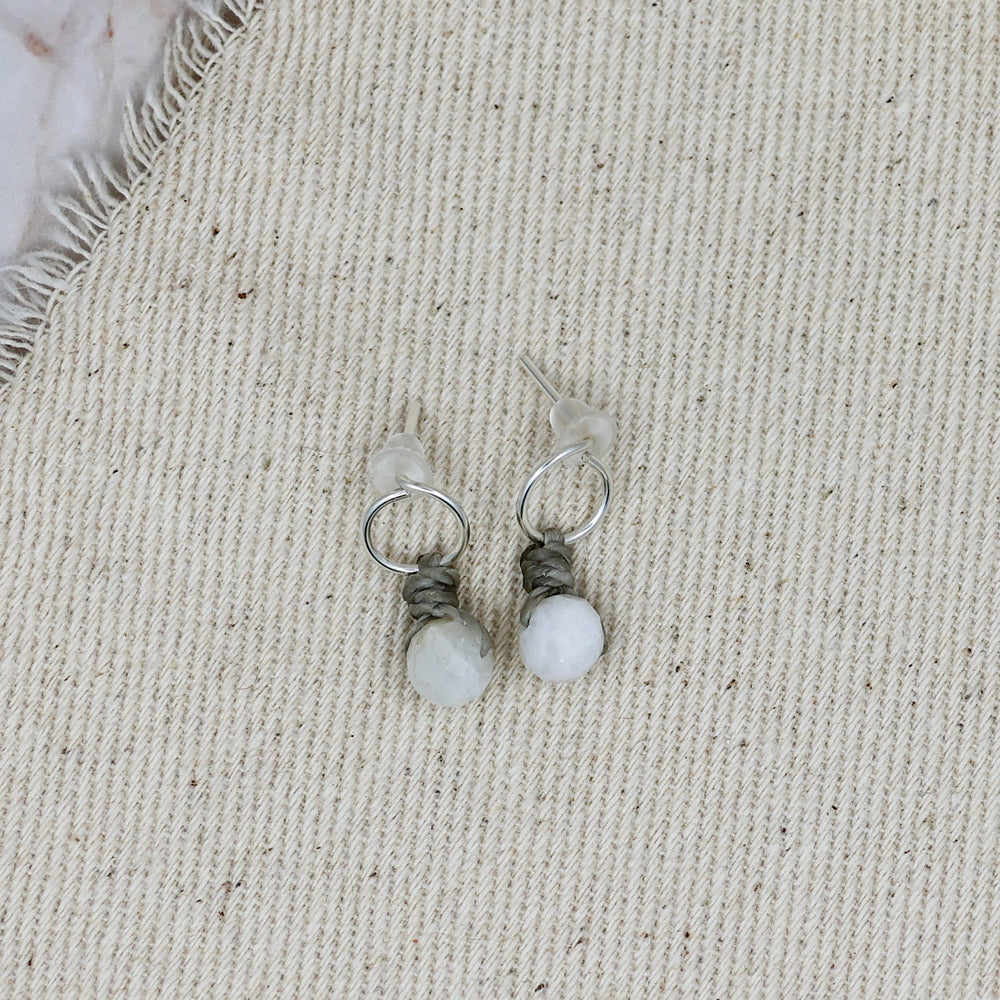 handmade sterling silver moonstone stud earrings 