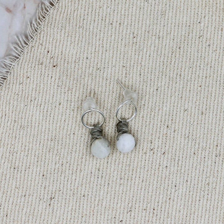 handmade sterling silver moonstone stud earrings 