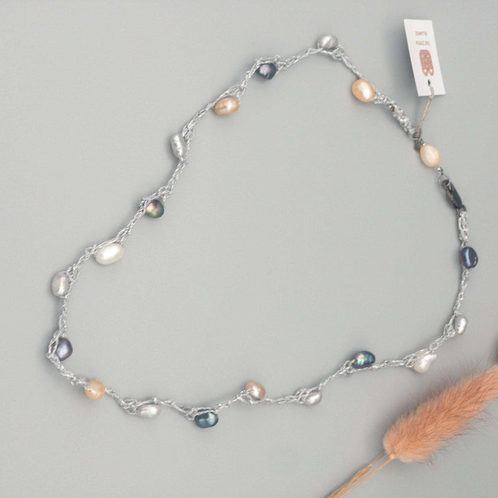 sterling silver and multi colored freshwater pearl necklace