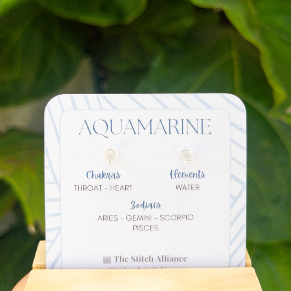 back of card for aquamarine earrings